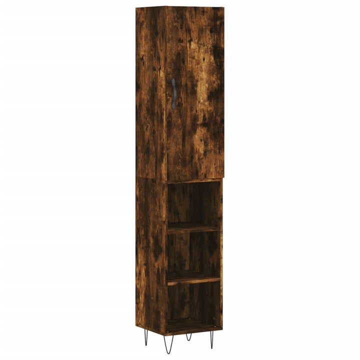 skab 34,5x34x180 cm konstrueret træ røget egetræ