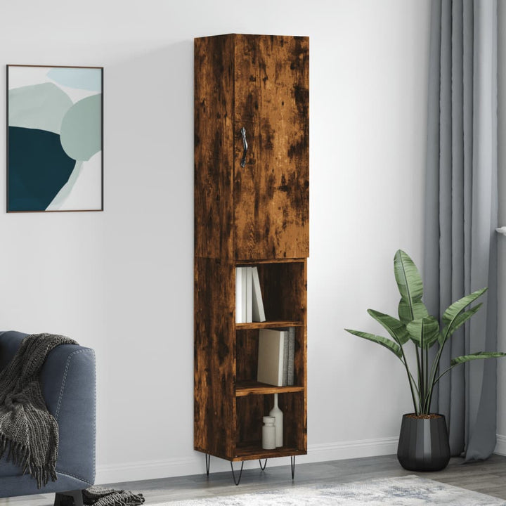 skab 34,5x34x180 cm konstrueret træ røget egetræ