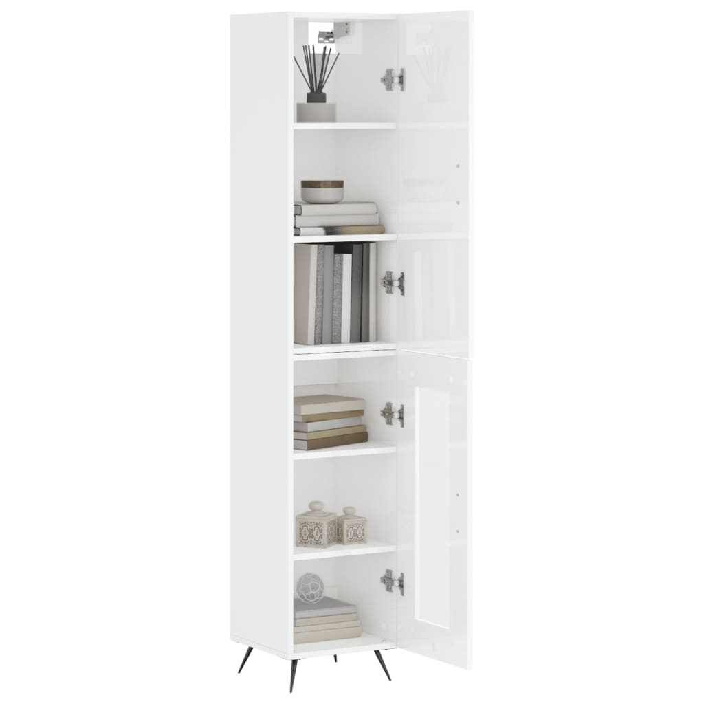 skab 34,5x34x180 cm konstrueret træ hvid højglans