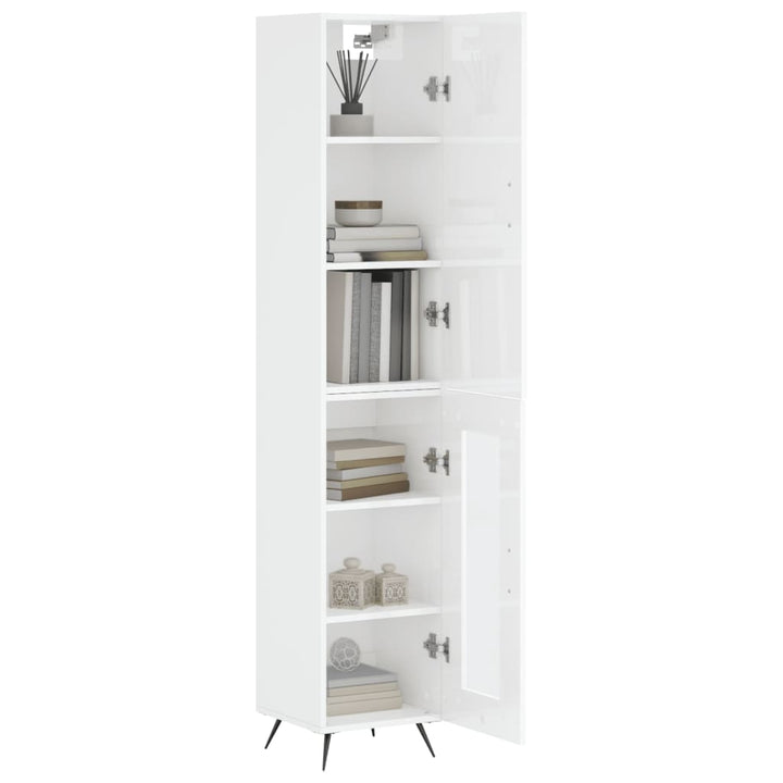 skab 34,5x34x180 cm konstrueret træ hvid højglans