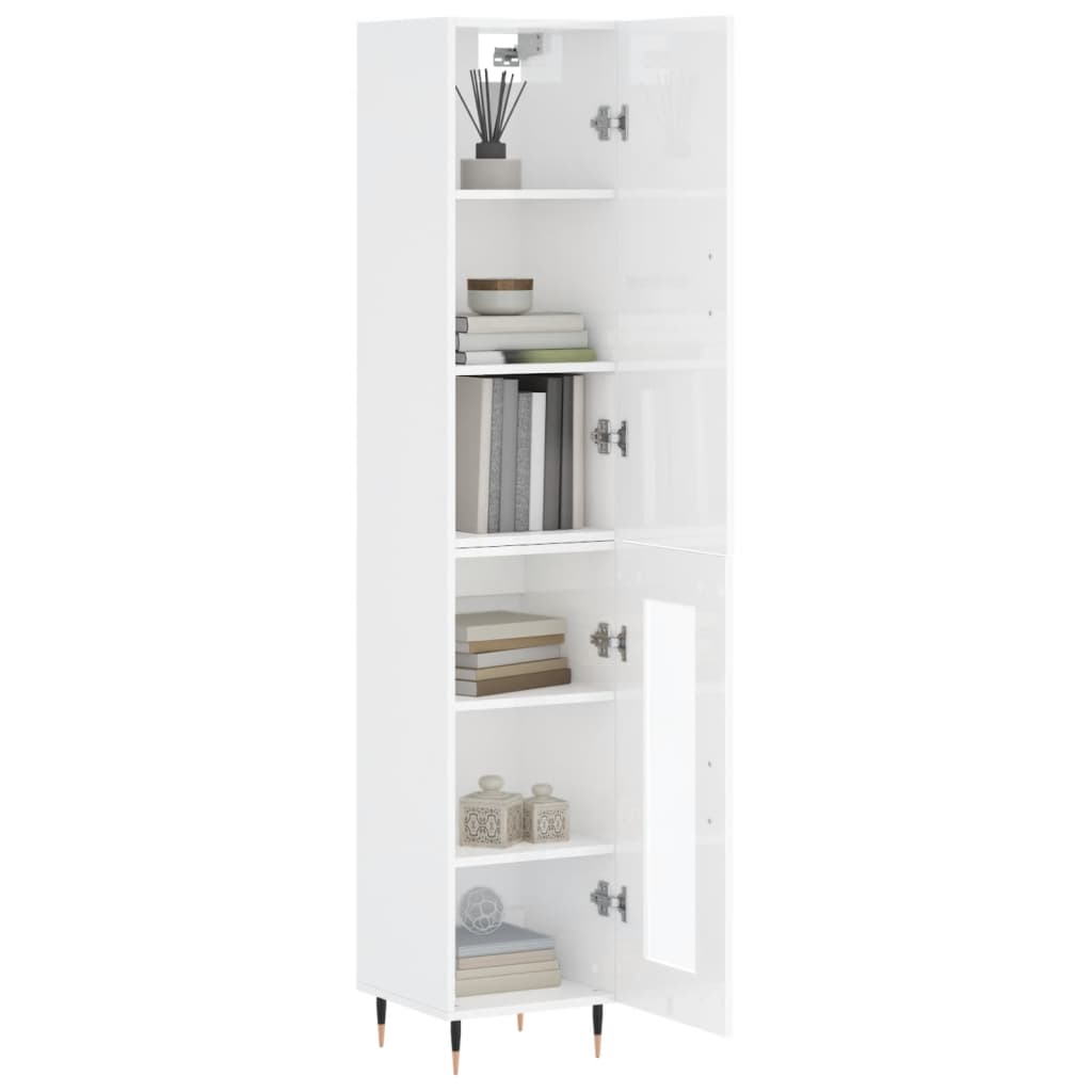skab 34,5x34x180 cm konstrueret træ hvid højglans