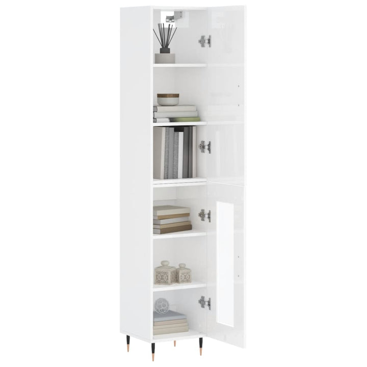 skab 34,5x34x180 cm konstrueret træ hvid højglans