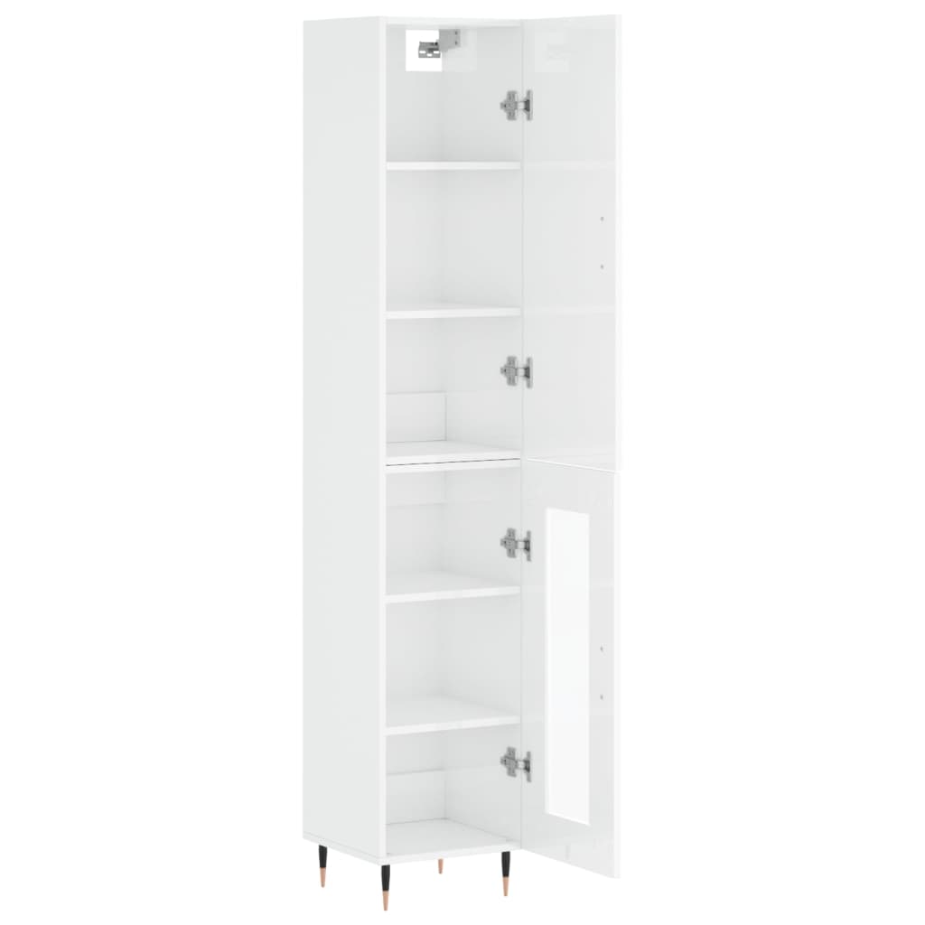 skab 34,5x34x180 cm konstrueret træ hvid højglans