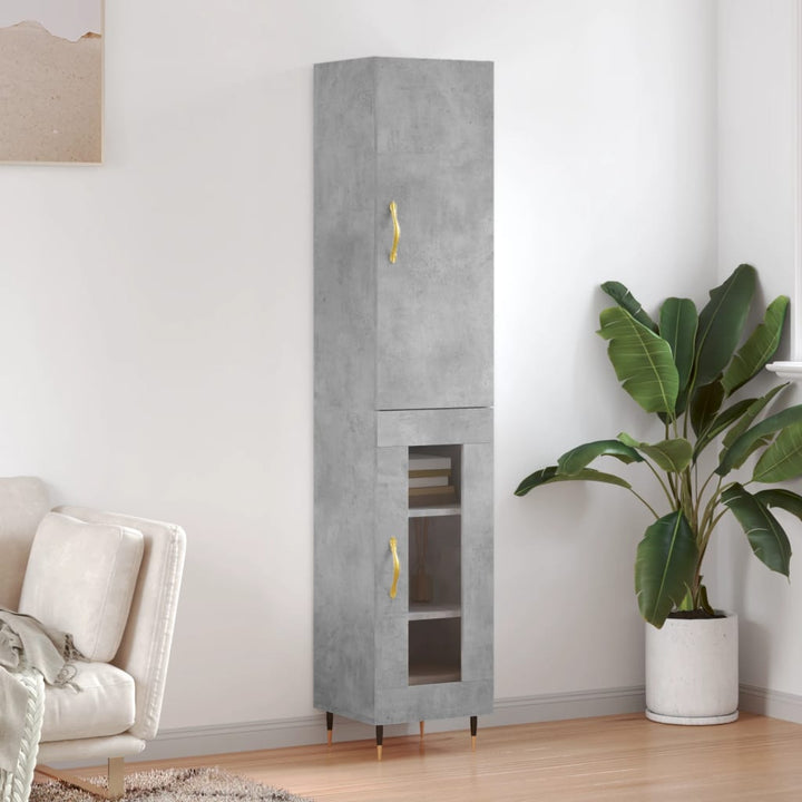 skab 34,5x34x180 cm konstrueret træ betongrå