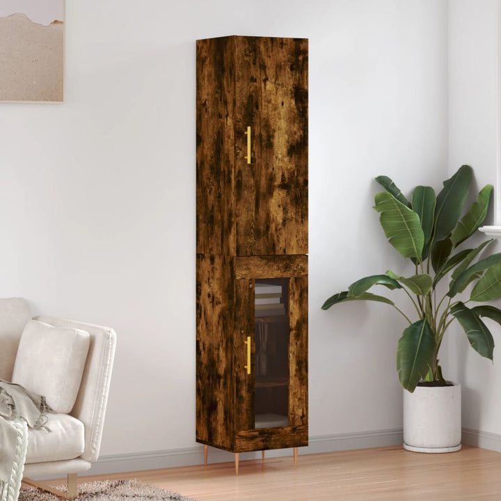 skab 34,5x34x180 cm konstrueret træ røget egetræ