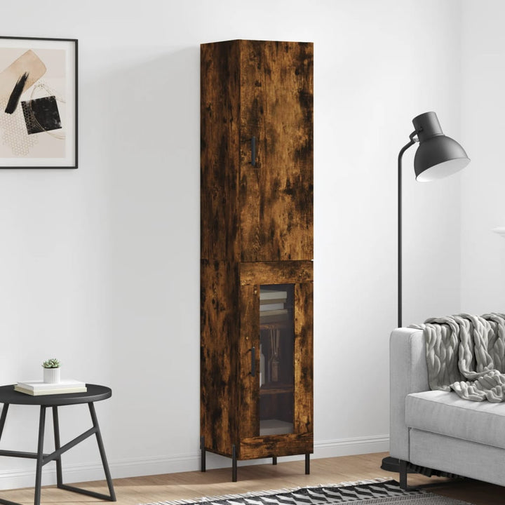 skab 34,5x34x180 cm konstrueret træ røget egetræ