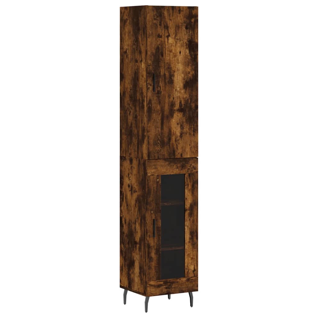skab 34,5x34x180 cm konstrueret træ røget egetræ