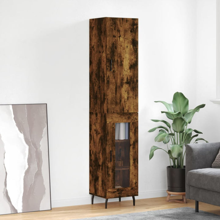 skab 34,5x34x180 cm konstrueret træ røget egetræ