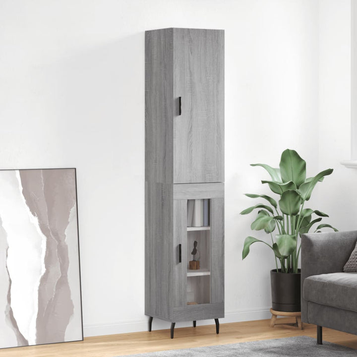 højskab 34,5x34x180 cm konstrueret træ grå sonoma-eg