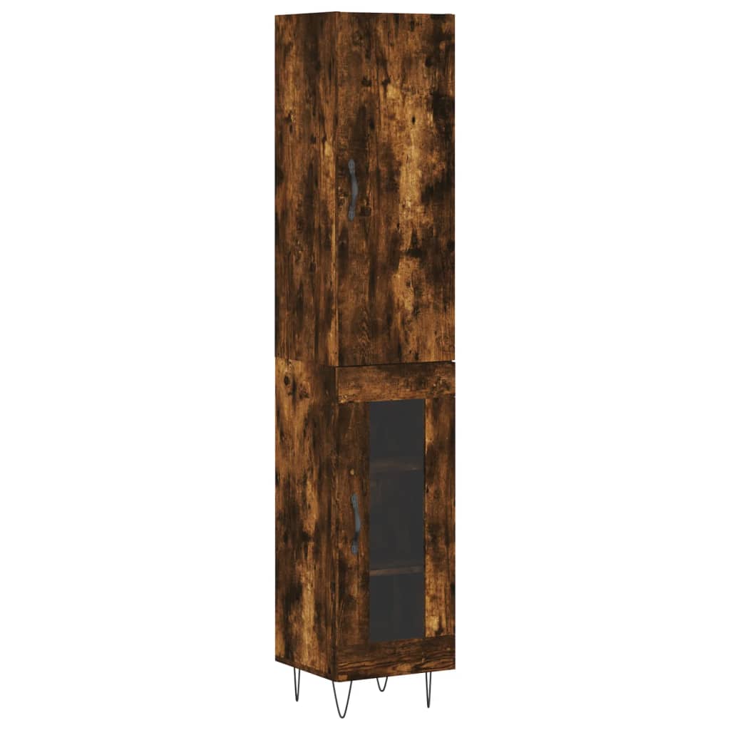 skab 34,5x34x180 cm konstrueret træ røget egetræ