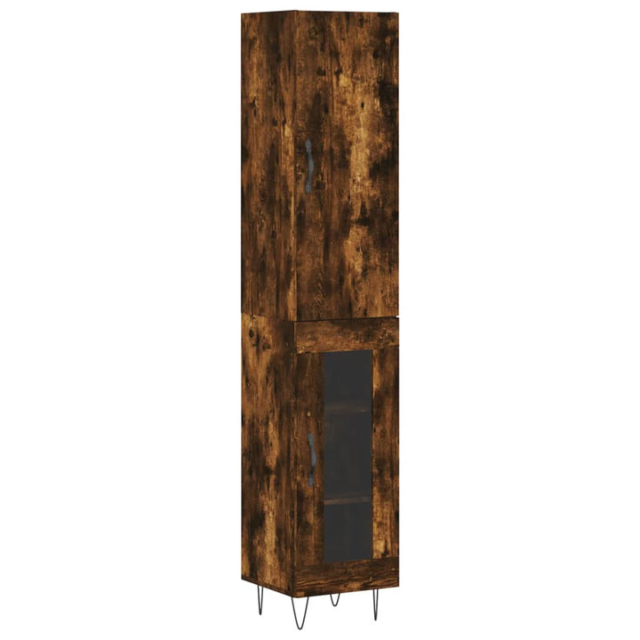 skab 34,5x34x180 cm konstrueret træ røget egetræ