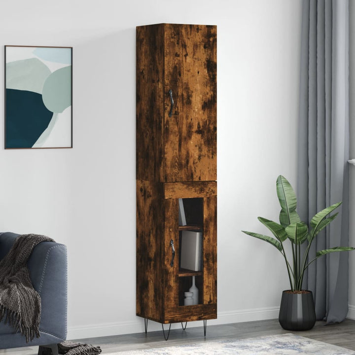 skab 34,5x34x180 cm konstrueret træ røget egetræ