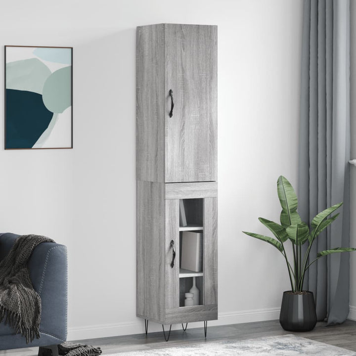 højskab 34,5x34x180 cm konstrueret træ grå sonoma-eg