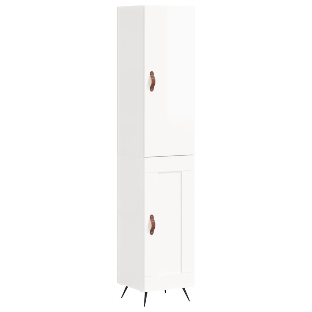 skab 34,5x34x180 cm konstrueret træ hvid højglans