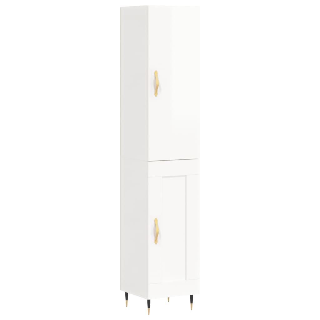 skab 34,5x34x180 cm konstrueret træ hvid højglans