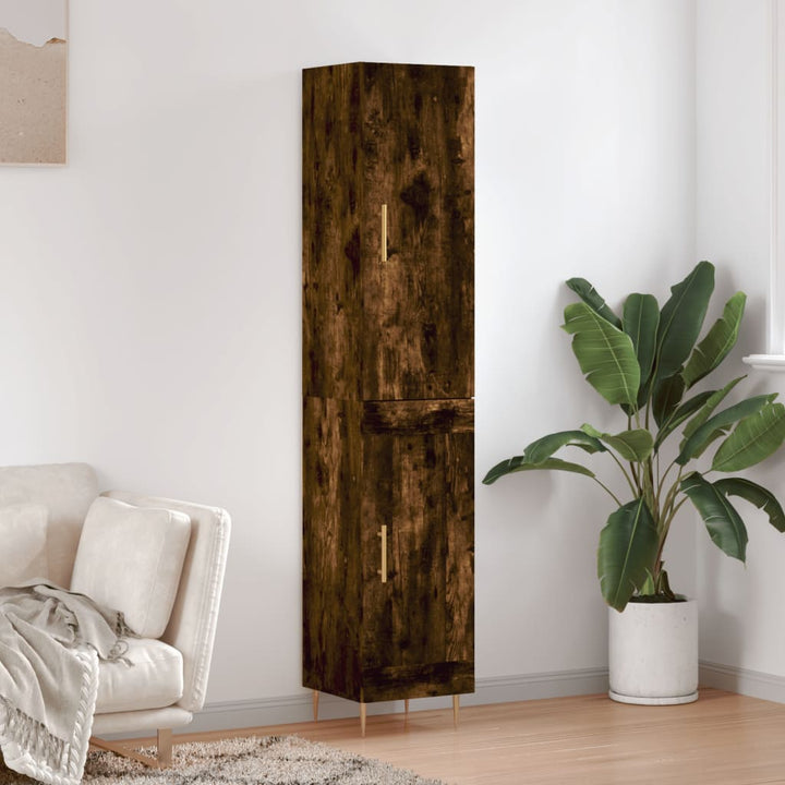 skab 34,5x34x180 cm konstrueret træ røget egetræ