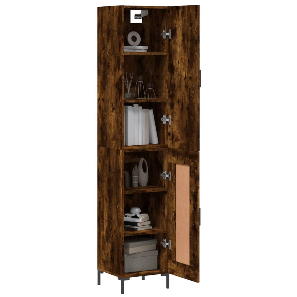 skab 34,5x34x180 cm konstrueret træ røget egetræ
