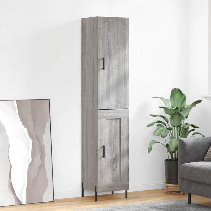 højskab 34,5x34x180 cm konstrueret træ grå sonoma-eg