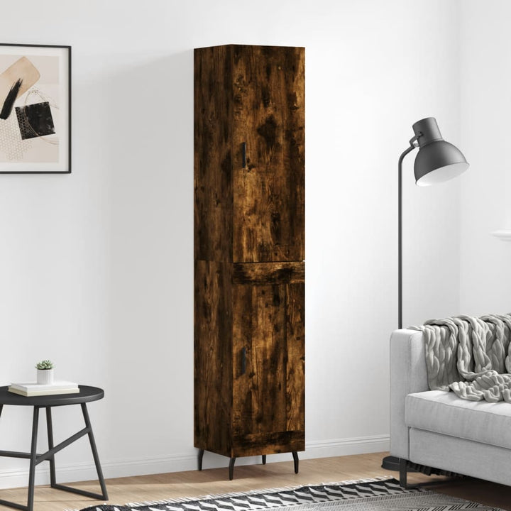 skab 34,5x34x180 cm konstrueret træ røget egetræ
