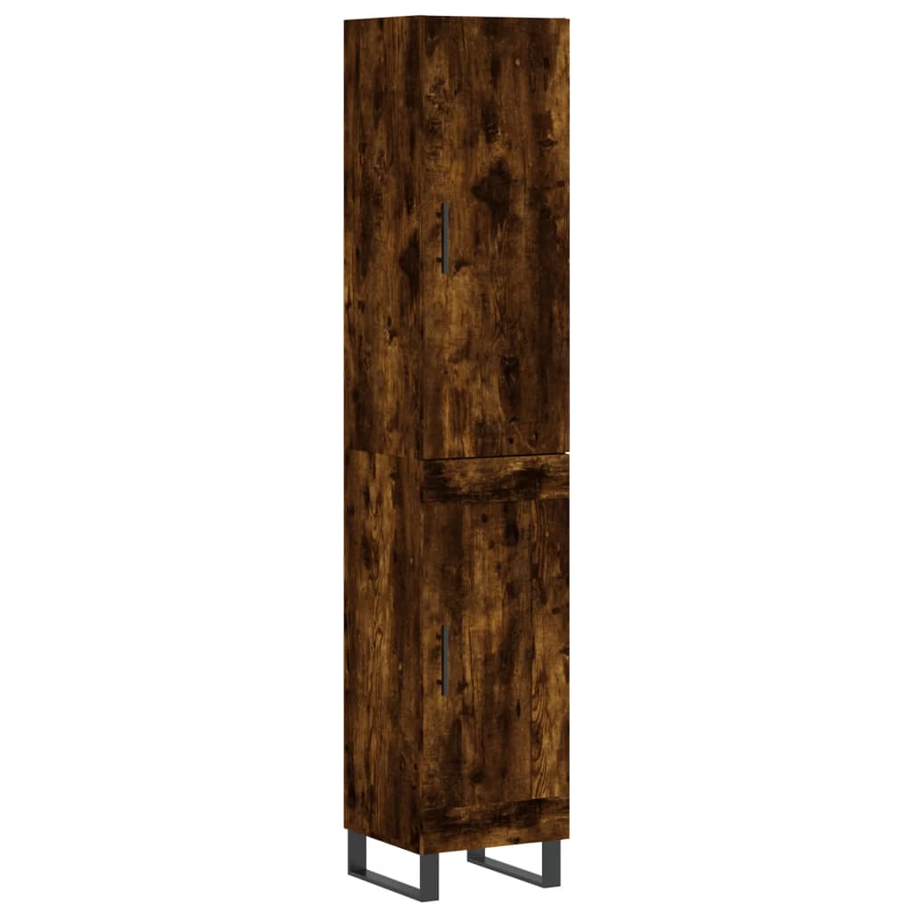 skab 34,5x34x180 cm konstrueret træ røget egetræ