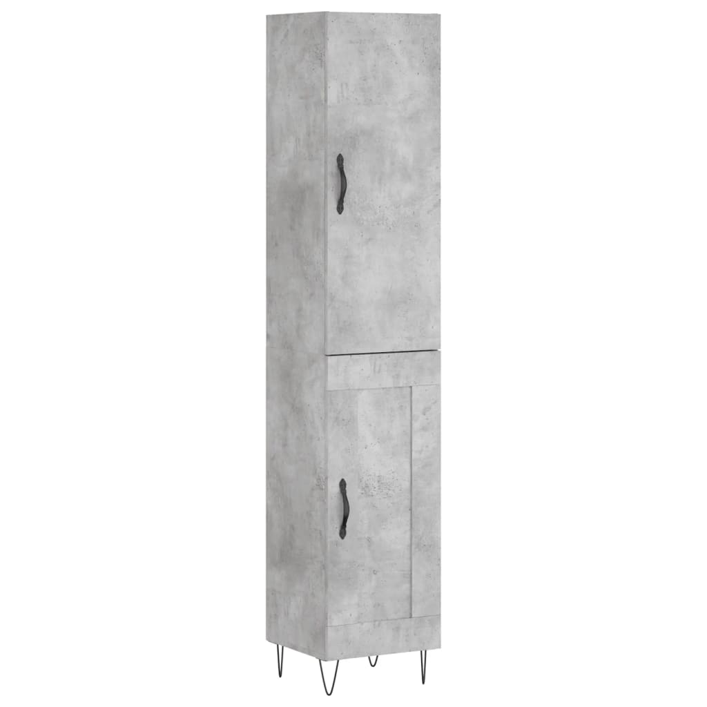skab 34,5x34x180 cm konstrueret træ betongrå
