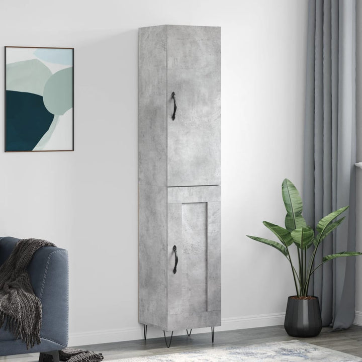 skab 34,5x34x180 cm konstrueret træ betongrå