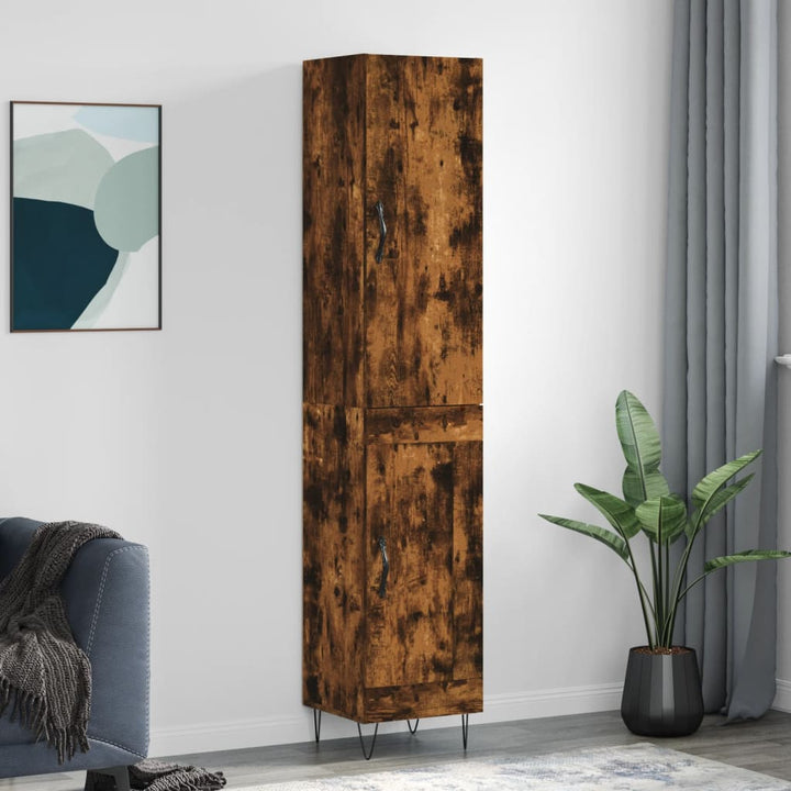 skab 34,5x34x180 cm konstrueret træ røget egetræ