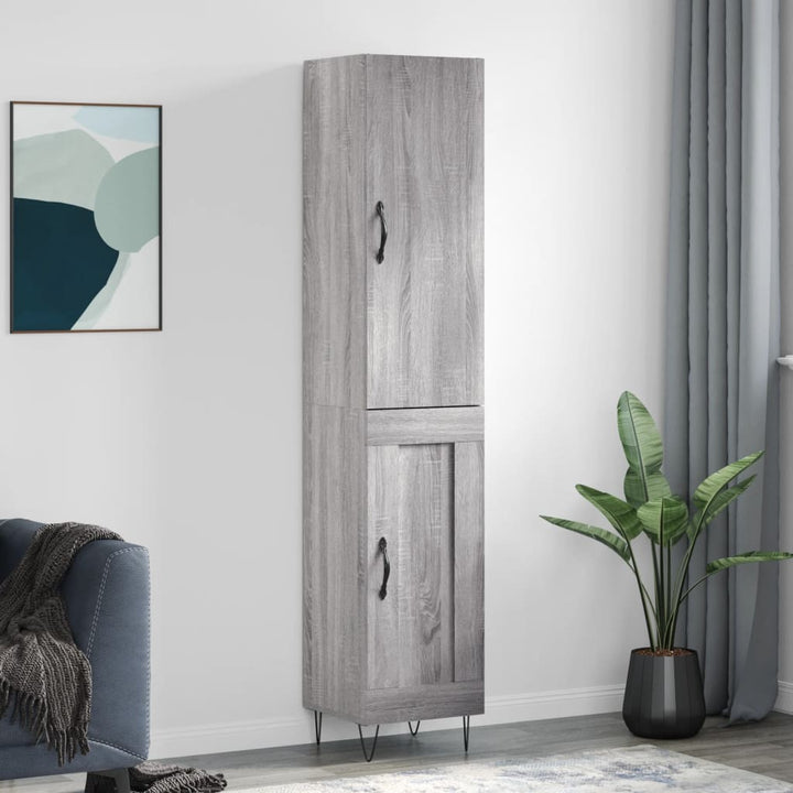 højskab 34,5x34x180 cm konstrueret træ grå sonoma-eg