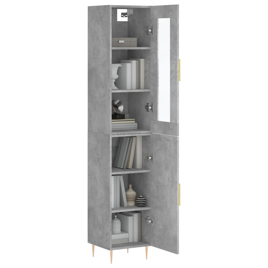 skab 34,5x34x180 cm konstrueret træ betongrå
