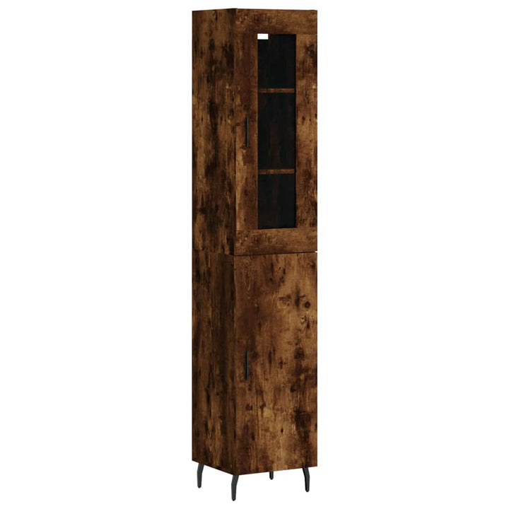 skab 34,5x34x180 cm konstrueret træ røget egetræ