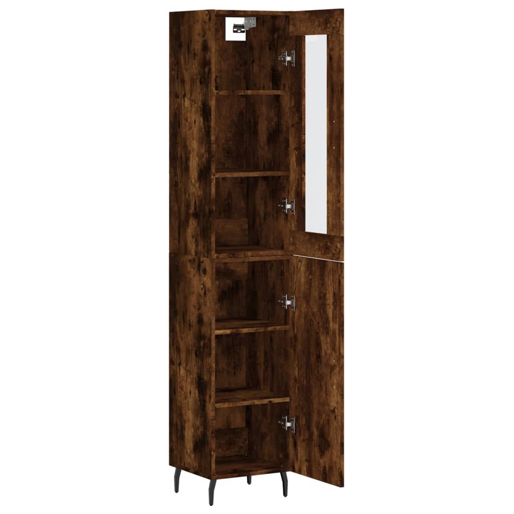 skab 34,5x34x180 cm konstrueret træ røget egetræ