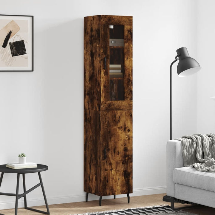 skab 34,5x34x180 cm konstrueret træ røget egetræ
