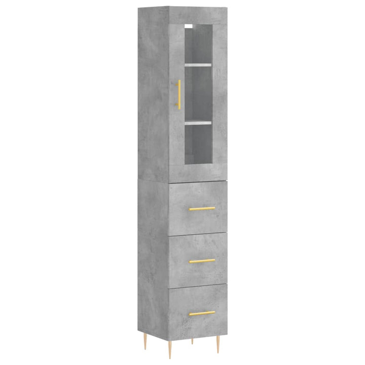 skab 34,5x34x180 cm konstrueret træ betongrå