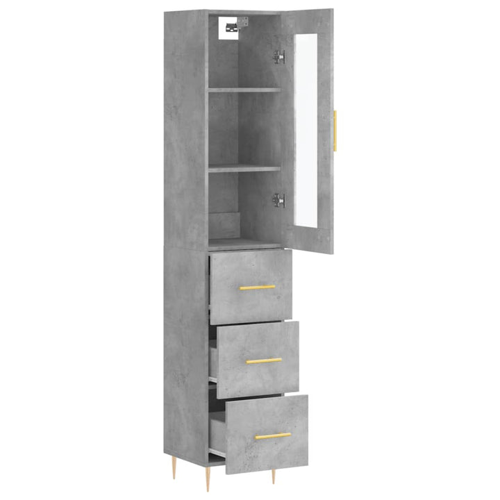 skab 34,5x34x180 cm konstrueret træ betongrå