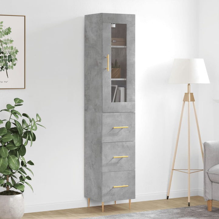 skab 34,5x34x180 cm konstrueret træ betongrå