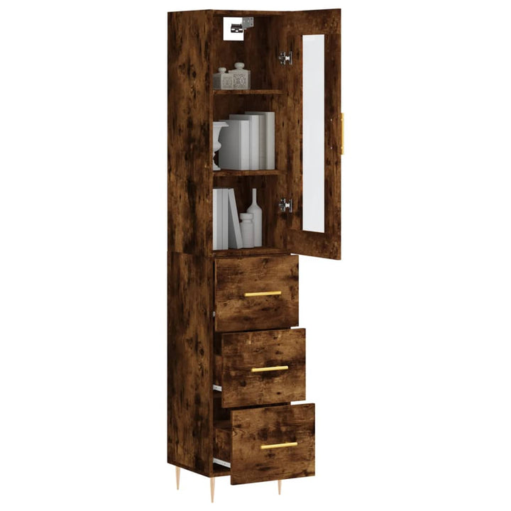 skab 34,5x34x180 cm konstrueret træ røget egetræ