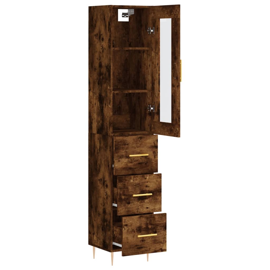 skab 34,5x34x180 cm konstrueret træ røget egetræ