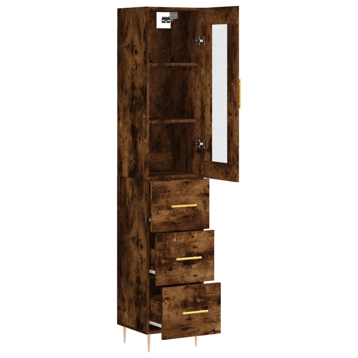 skab 34,5x34x180 cm konstrueret træ røget egetræ