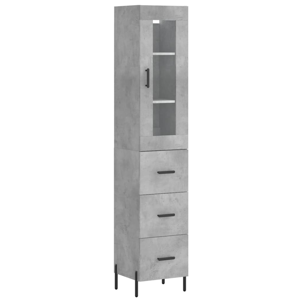 skab 34,5x34x180 cm konstrueret træ betongrå