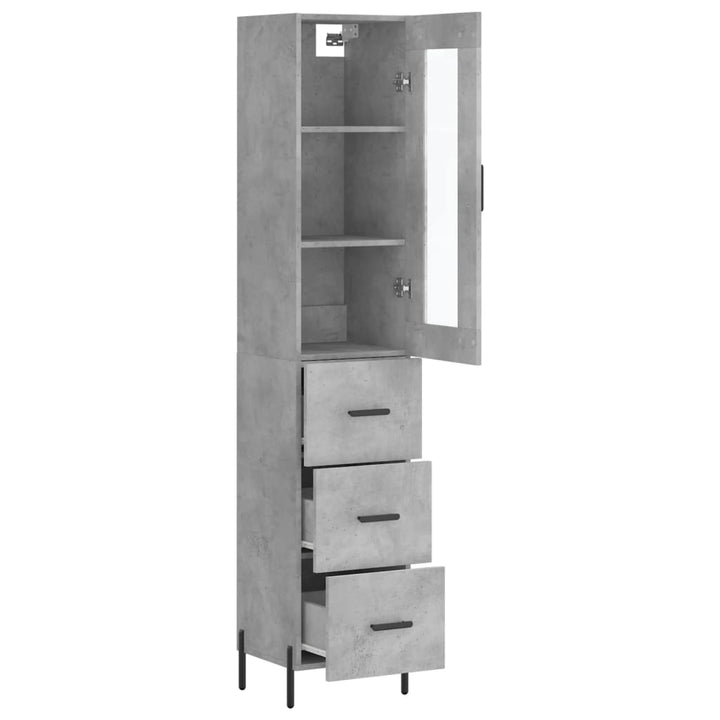 skab 34,5x34x180 cm konstrueret træ betongrå