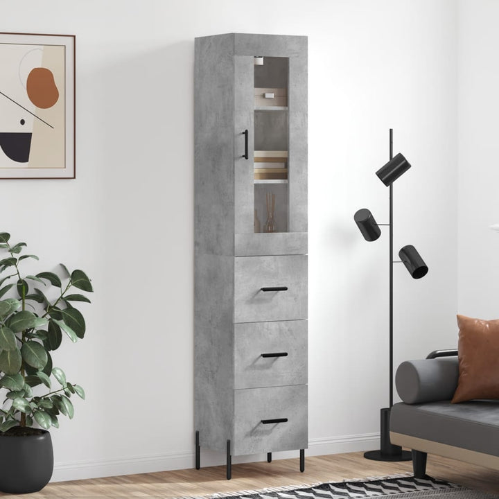 skab 34,5x34x180 cm konstrueret træ betongrå