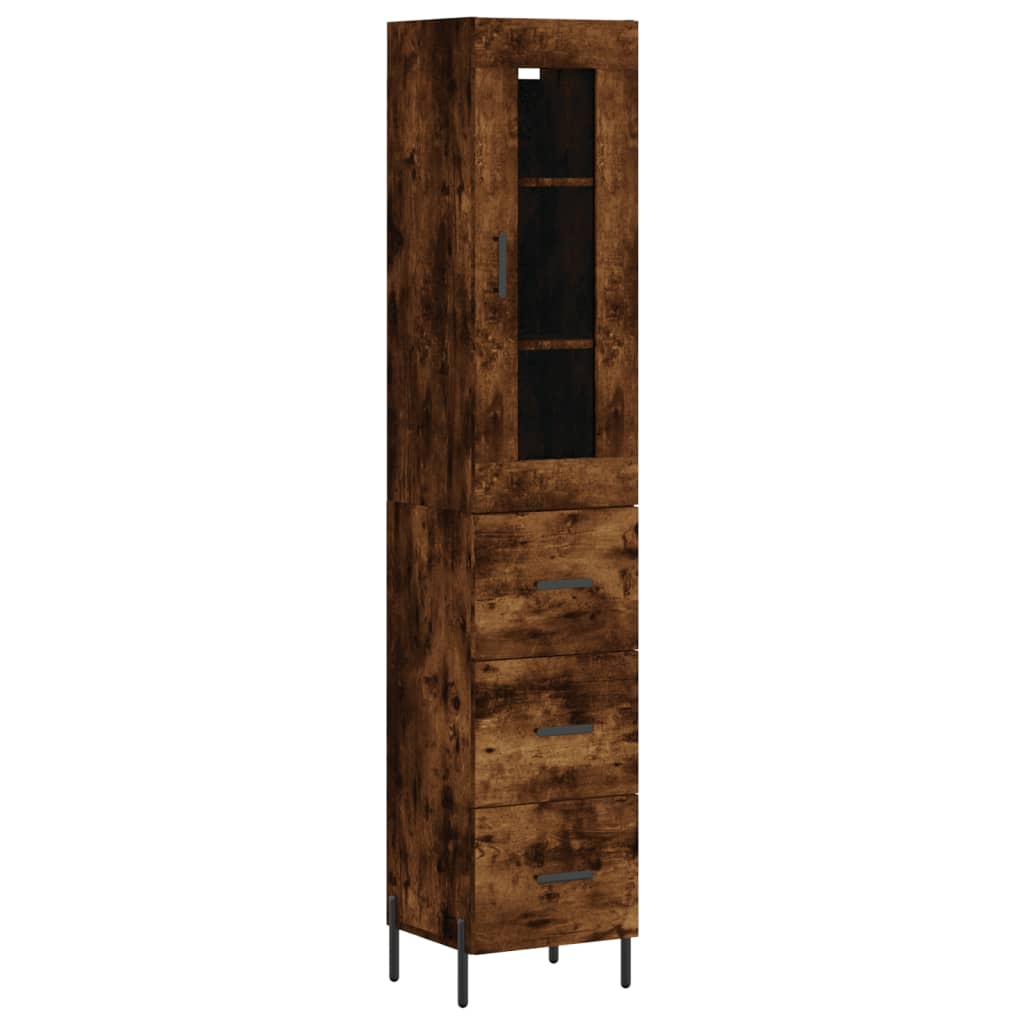 skab 34,5x34x180 cm konstrueret træ røget egetræ