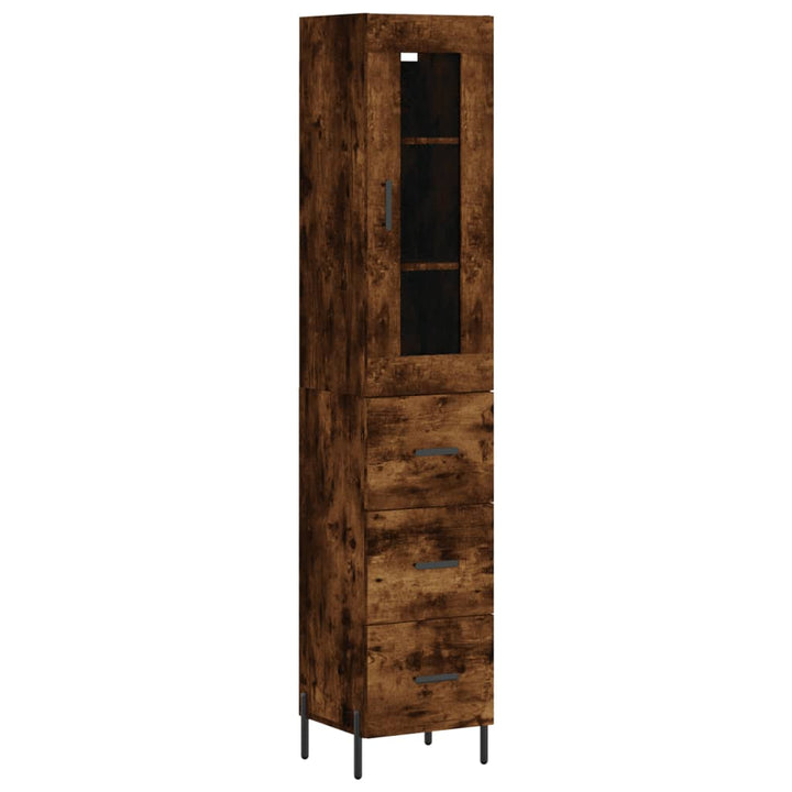 skab 34,5x34x180 cm konstrueret træ røget egetræ