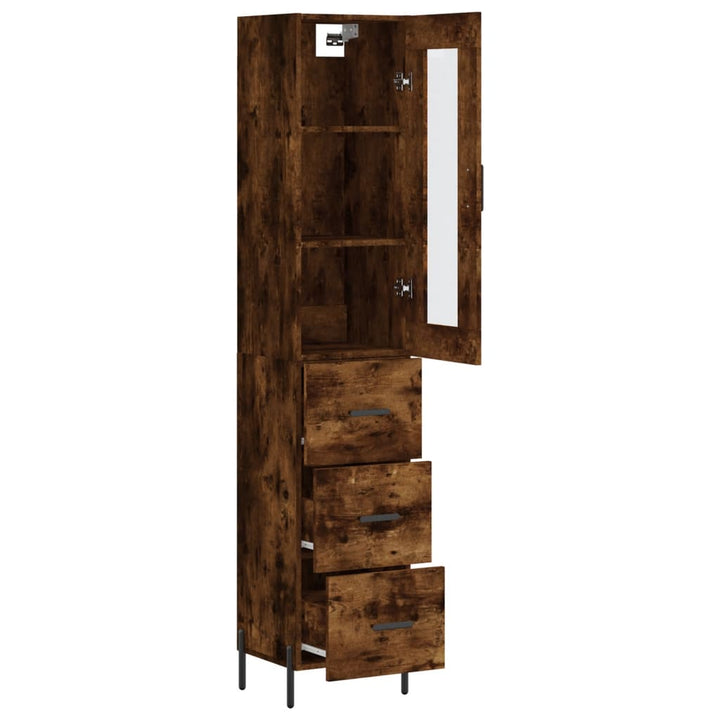 skab 34,5x34x180 cm konstrueret træ røget egetræ