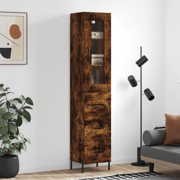 skab 34,5x34x180 cm konstrueret træ røget egetræ