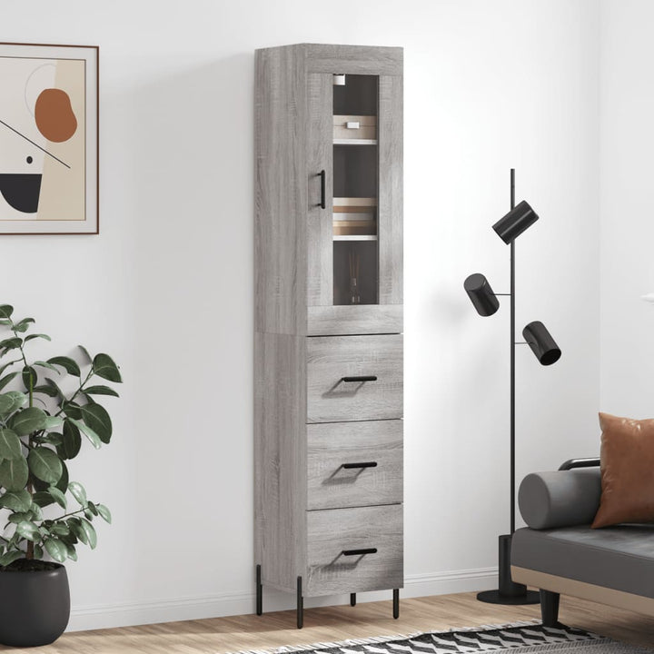 højskab 34,5x34x180 cm konstrueret træ grå sonoma-eg