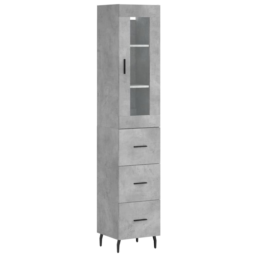 skab 34,5x34x180 cm konstrueret træ betongrå