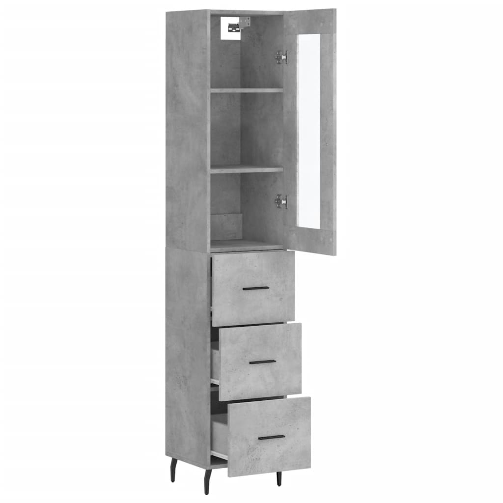 skab 34,5x34x180 cm konstrueret træ betongrå