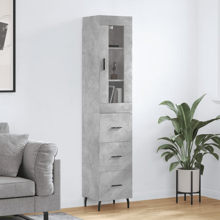 skab 34,5x34x180 cm konstrueret træ betongrå