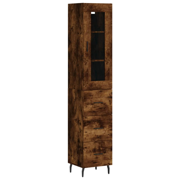 skab 34,5x34x180 cm konstrueret træ røget egetræ